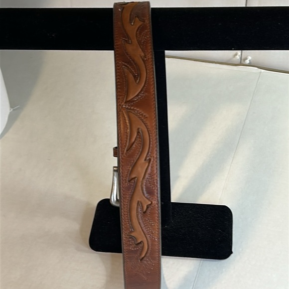 JUSTIN CLASSIC MENS BROWN WESTERN 166BO LEATHER BELT MADE IN USA SZ 34 - Picture 3 of 15